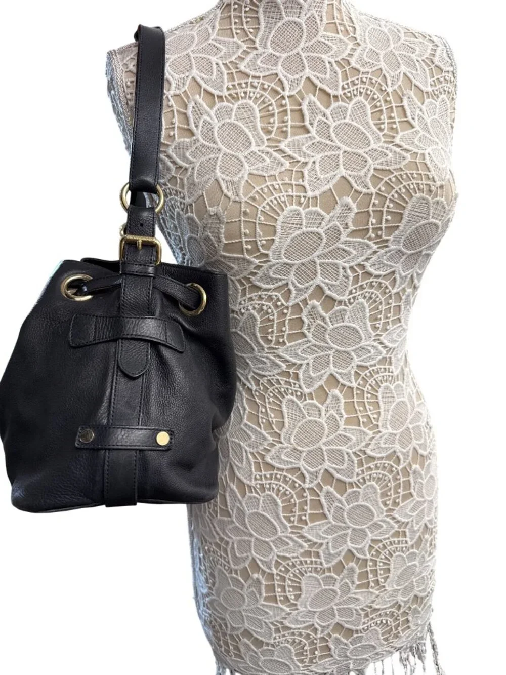 Jimmy Choo Black Leather Ramona Shoulder Bag Gold Tone Hardware Authentic, Italy